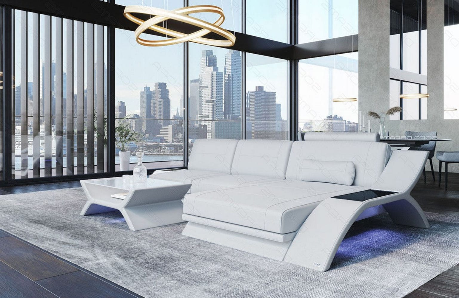 Ecksofa Calabria Leder – Komfort und Stil weiß