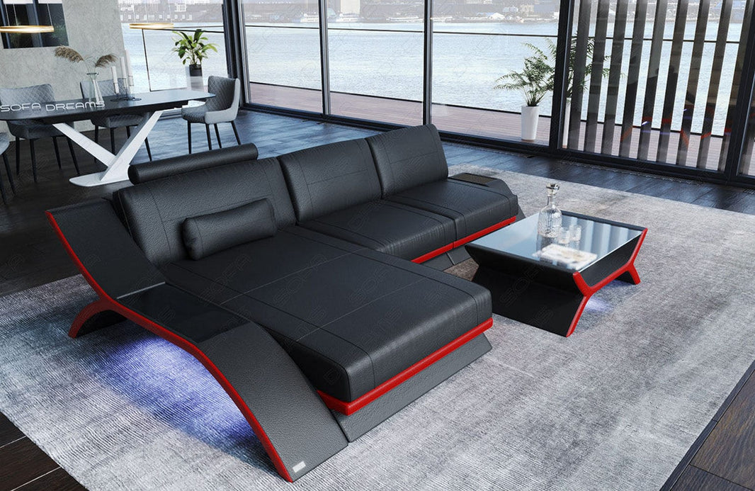 Couch Calabria L-Form in Leder