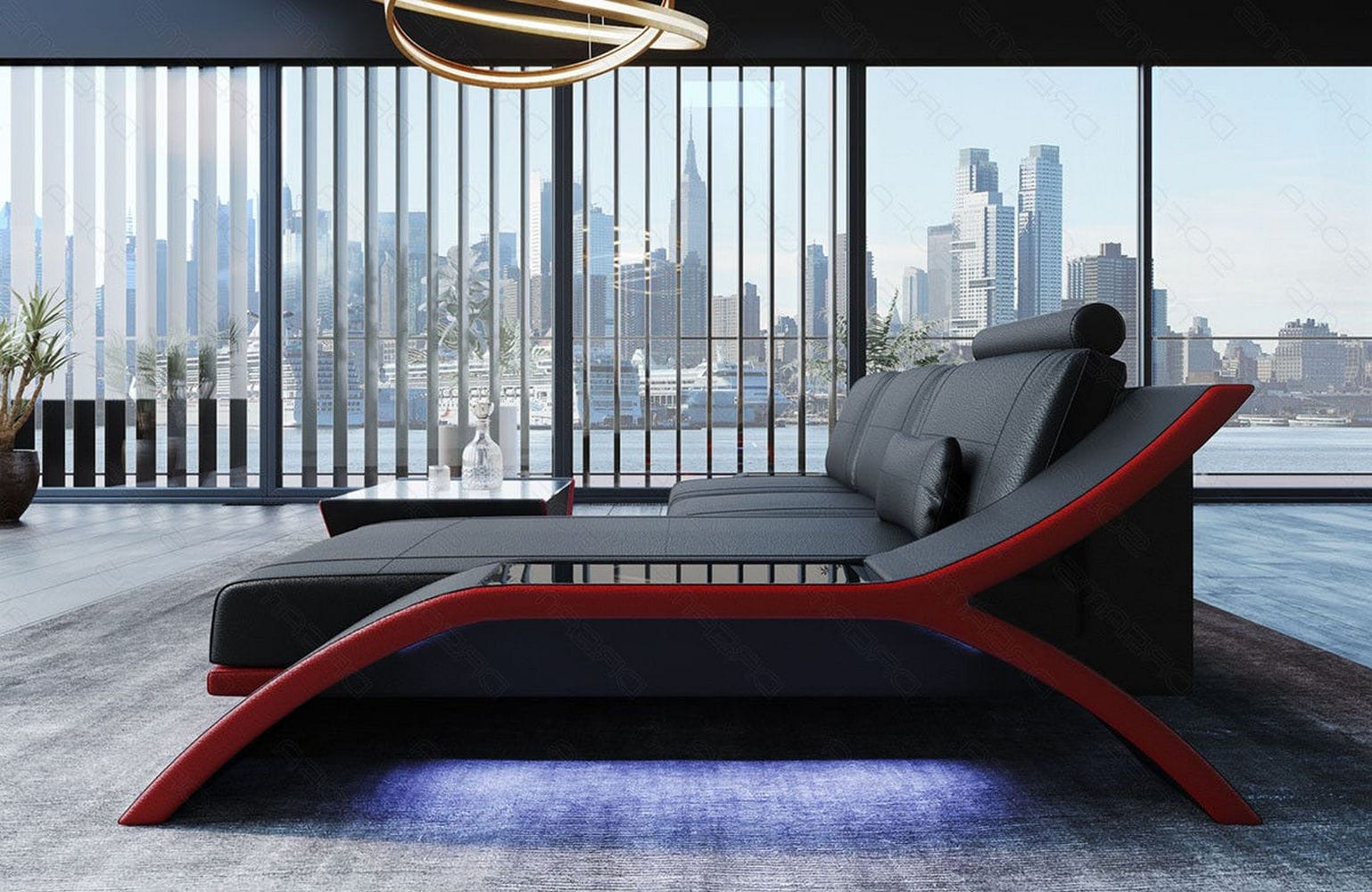 Ecksofa Calabria Leder – Komfort und Stil schwarz-rot