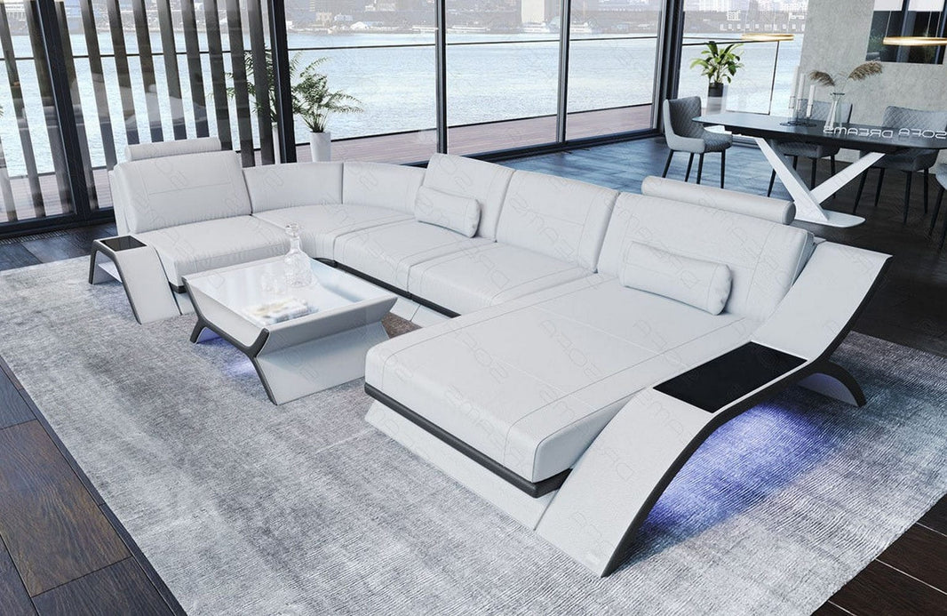 Designsofa Calabria U-Form aus Leder