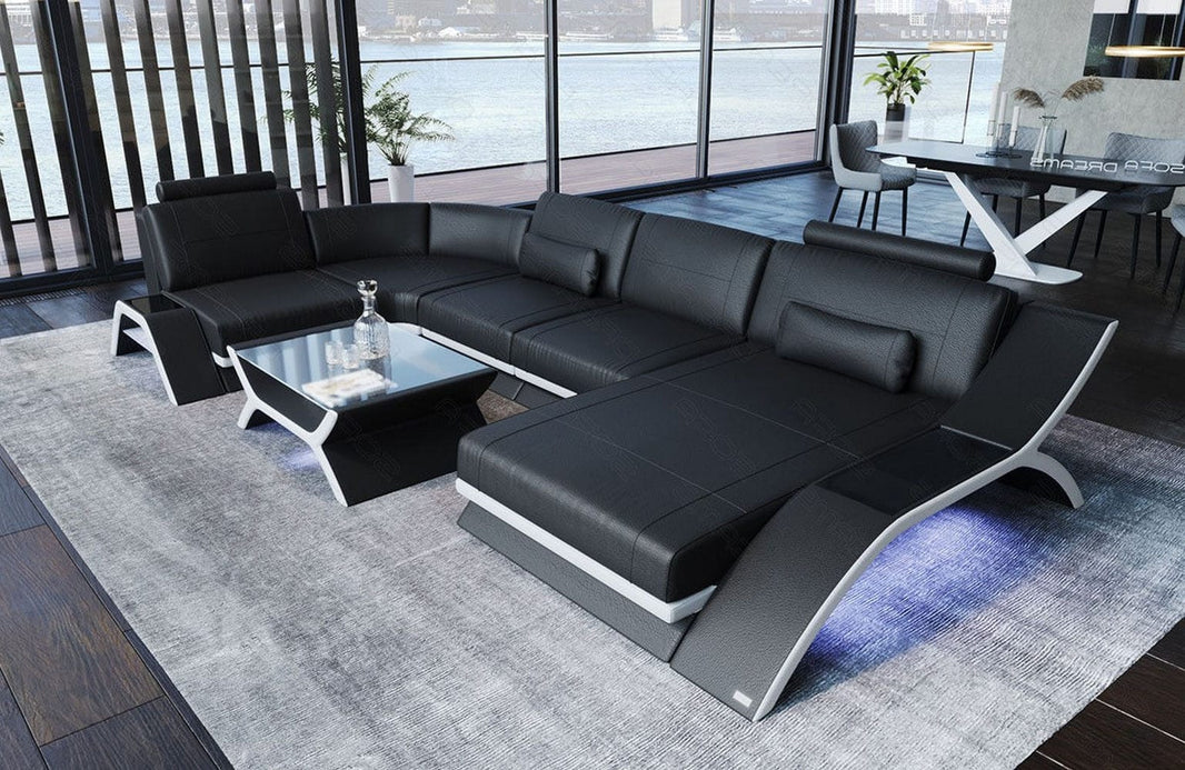Designsofa Calabria U-Form aus Leder