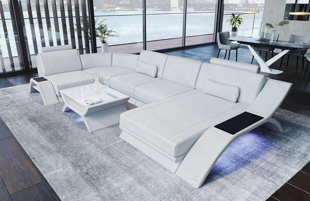 Designsofa Calabria U-Form aus Leder