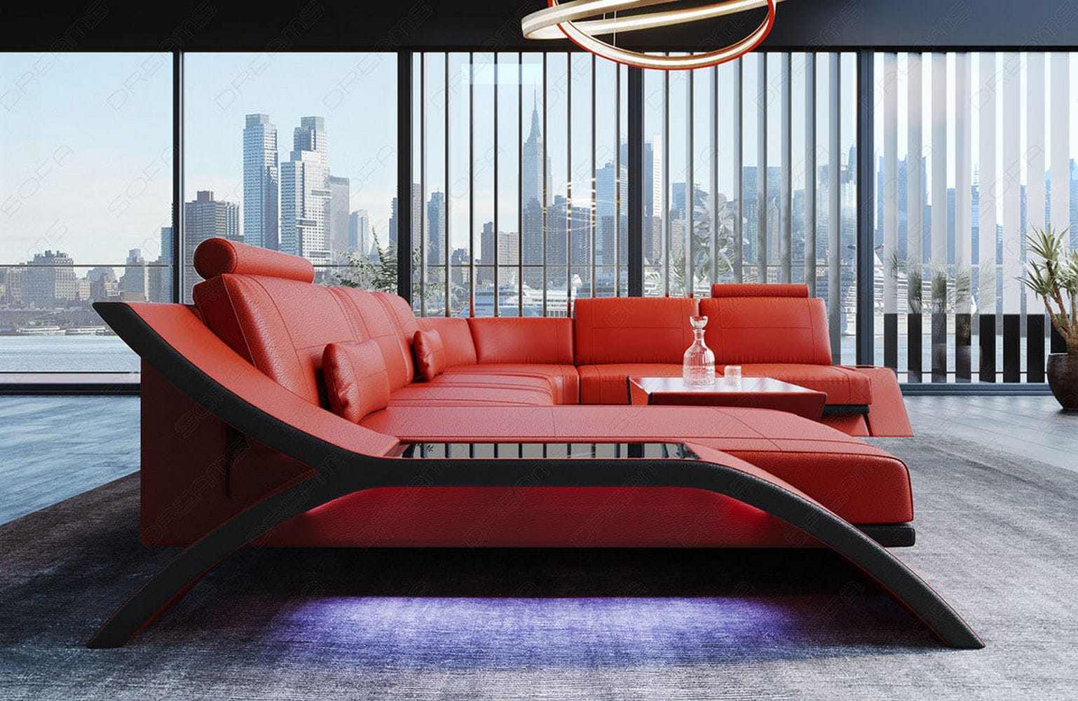 XXL Wohnlandschaft Calabria orange-schwarz