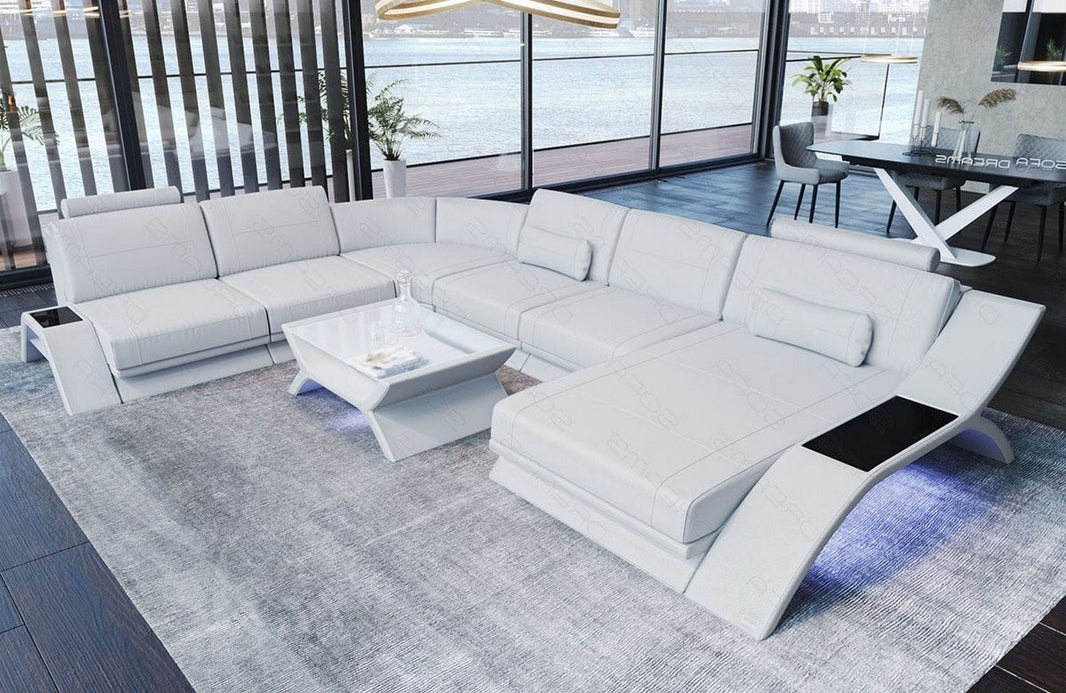 XXL Wohnlandschaft Calabria U-Form in Leder
