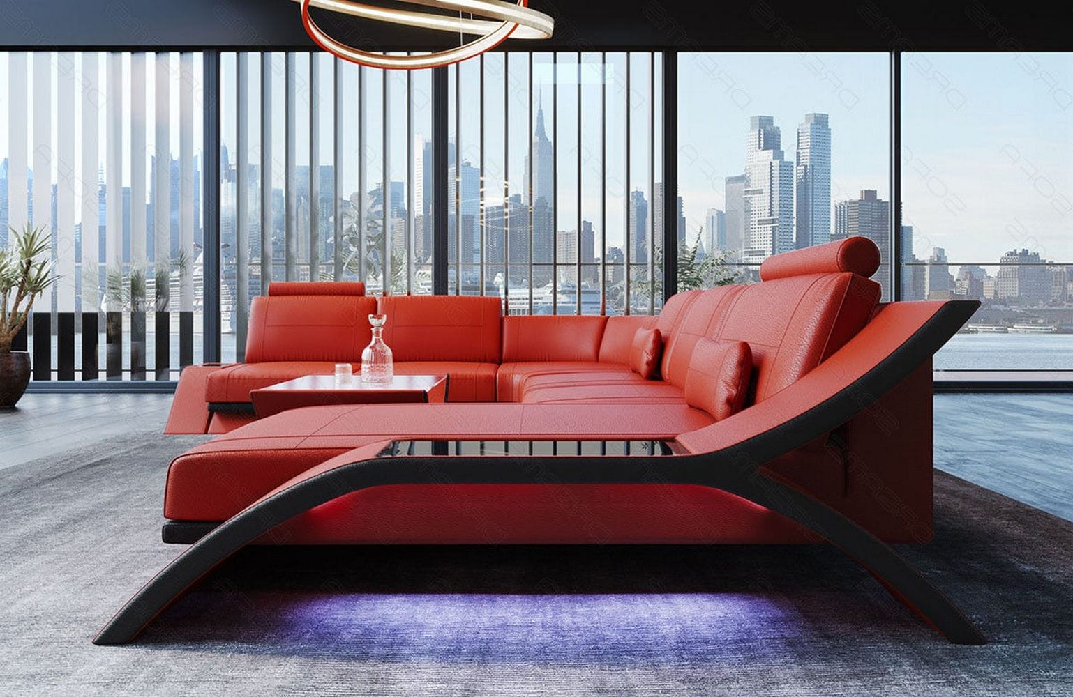 XXL Wohnlandschaft Calabria orange-schwarz