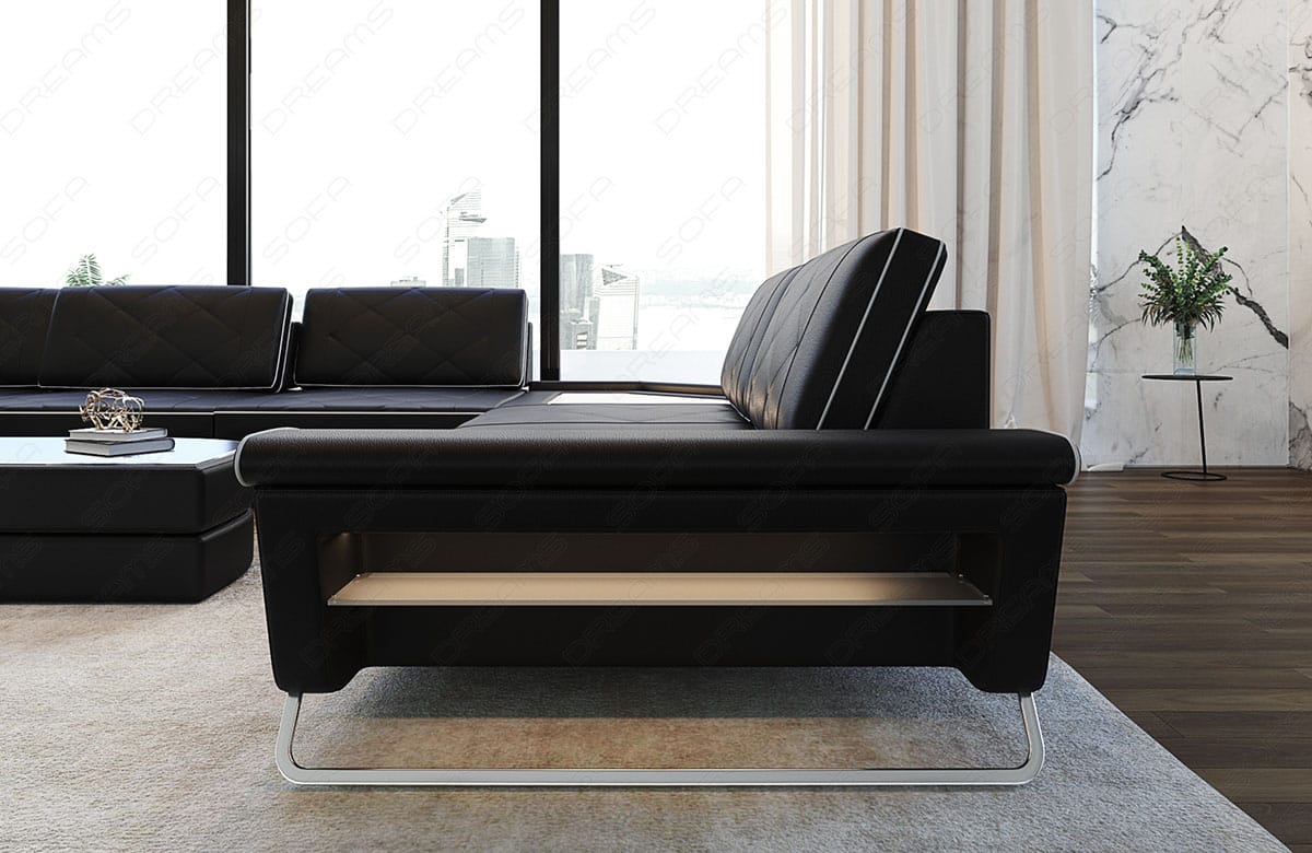 Wohnlandschaft Ferrara XXL U-Form in Leder schwarz-weiß