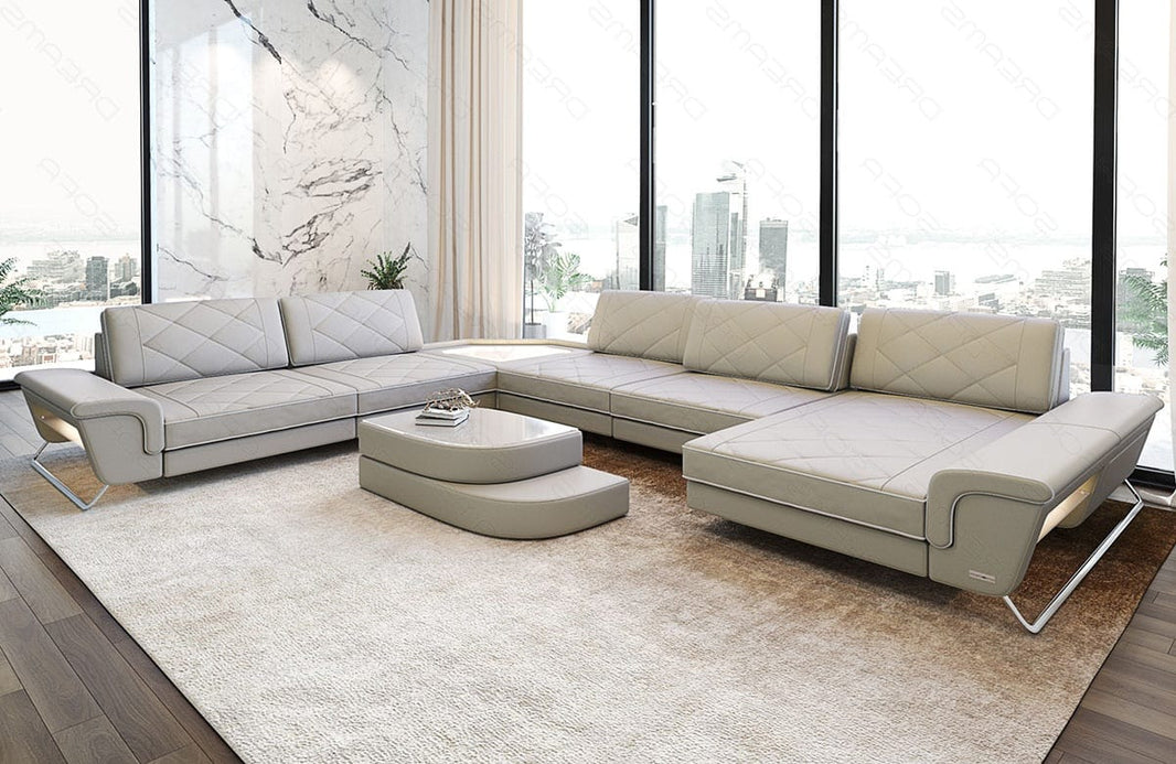 Wohnlandschaft Ferrara XXL U-Form in Leder