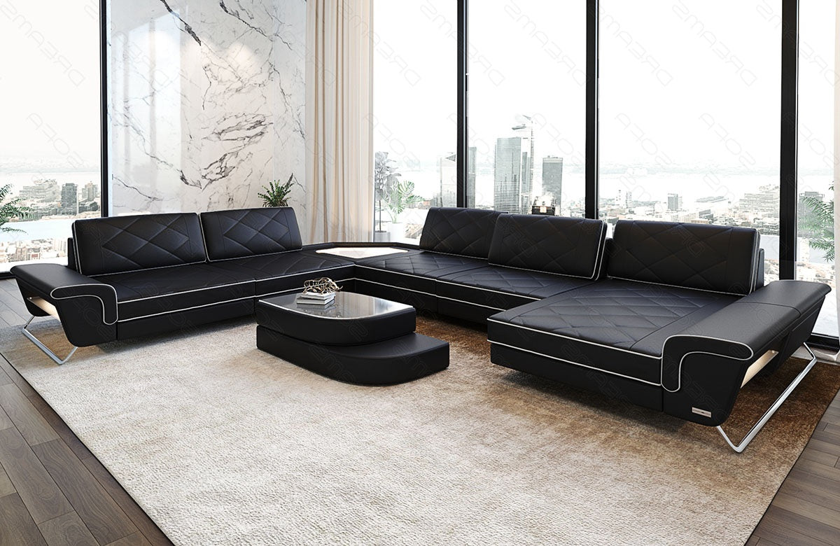 XXL Wohnlandschaft Ferrara – Leder Luxus