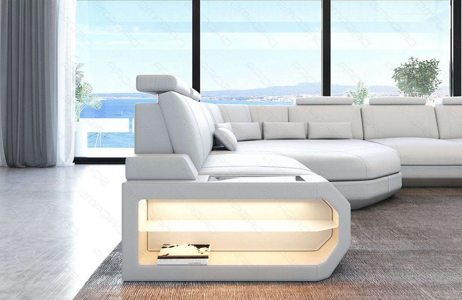 Ecksofa Asti – Leder für höchsten Komfort weiß