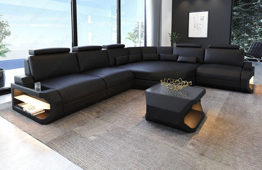 Couch Asti Hochsten L Form in Leder