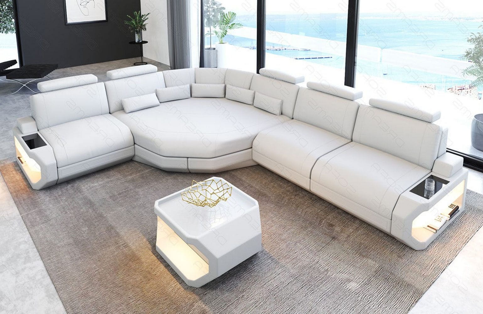 Ecksofa Asti – Leder für höchsten Komfort weiß