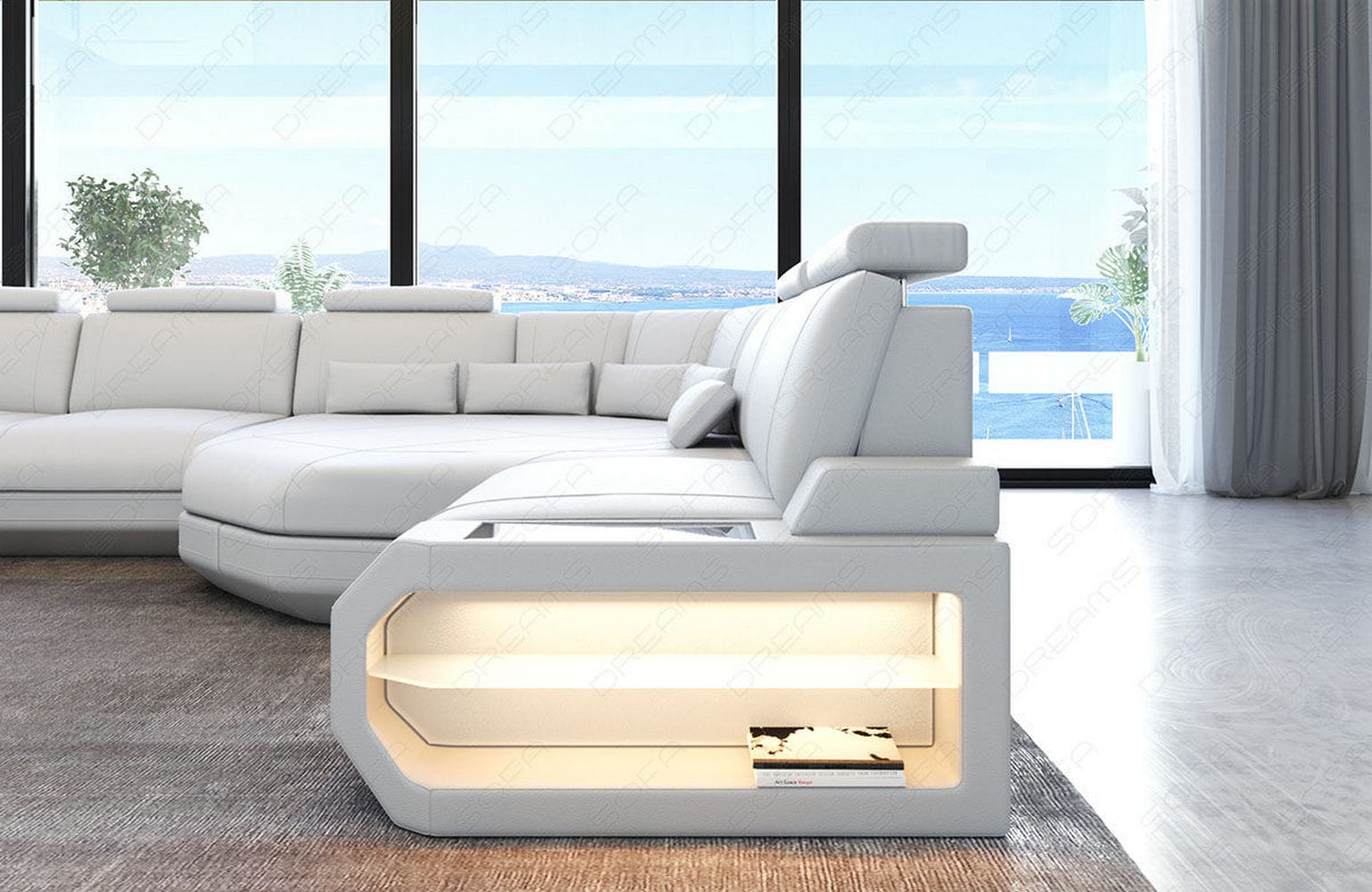 Ecksofa Asti – Leder für höchsten Komfort weiß