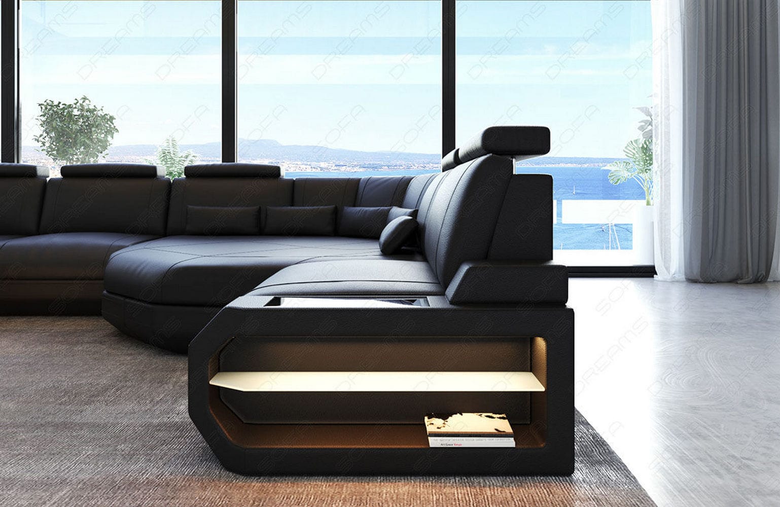 Leder Wohnlandschaft Asti Mini – Modern & Komfortabel schwarz