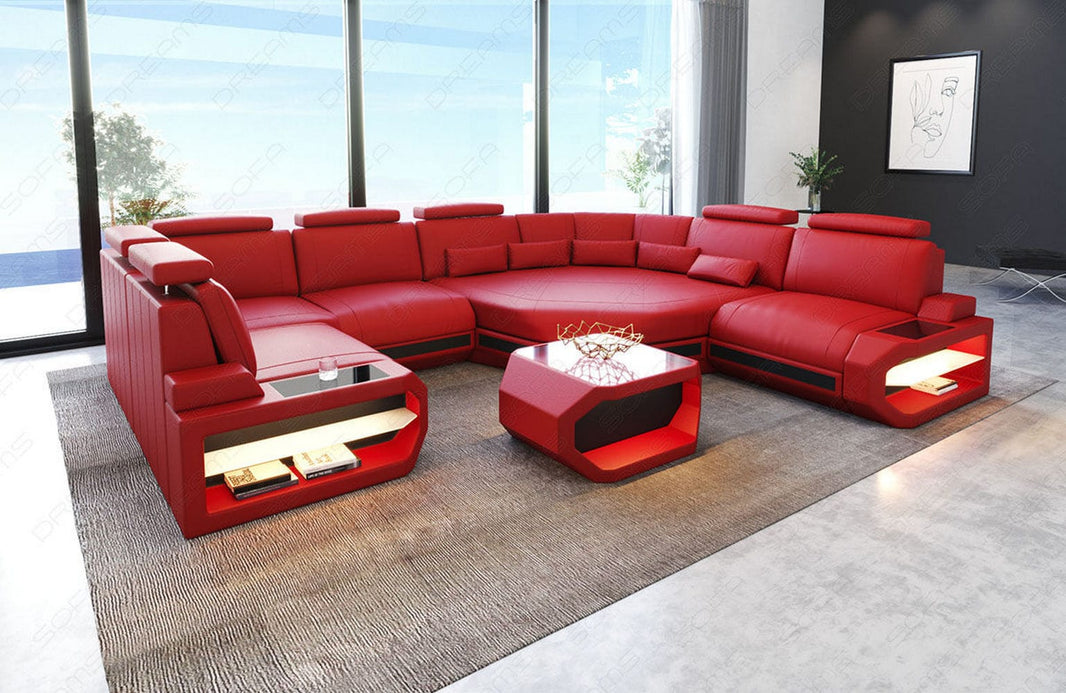 Mini Sofa Asti U-Form in Leder