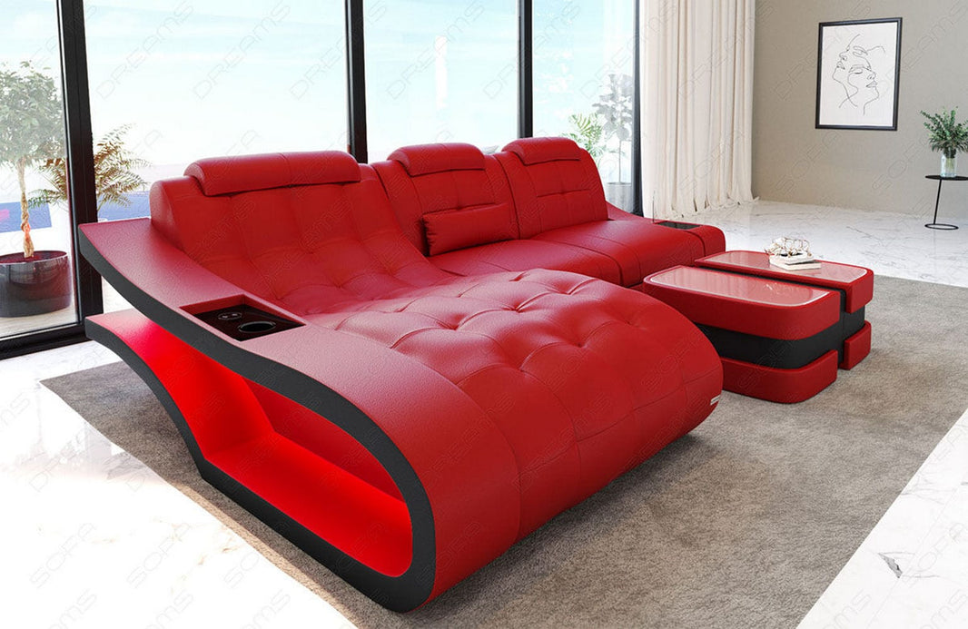 Mini Ecksofa Elegante L-Form in Leder