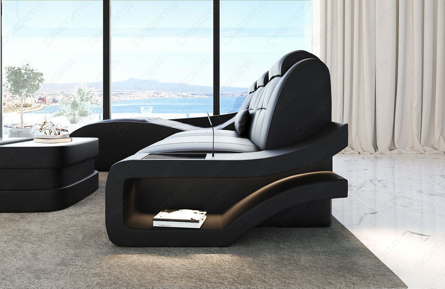 Ecksofa Elegante – Leder & Komfort schwarz