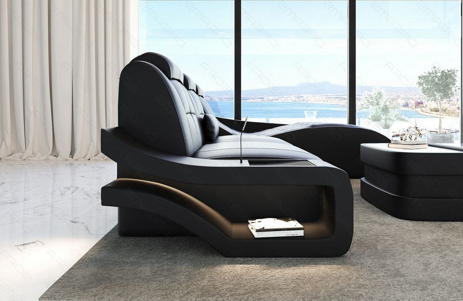 Ecksofa Elegante – Leder & Komfort schwarz