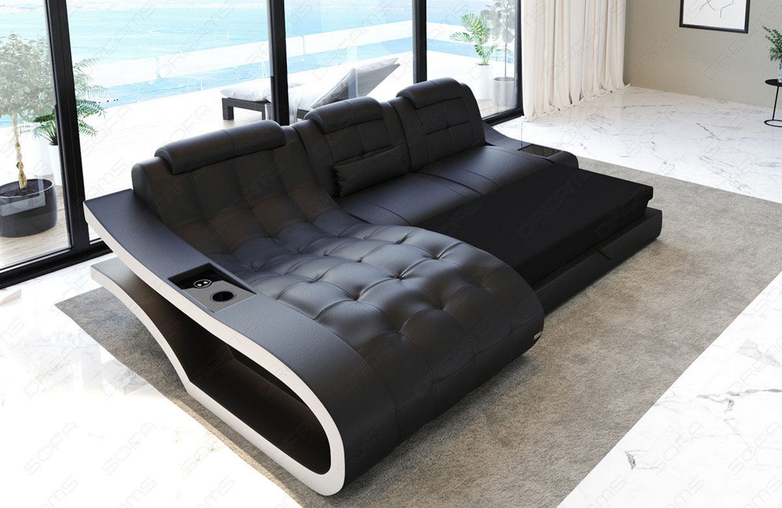 Ecksofa Elegante – Leder & Komfort weiß