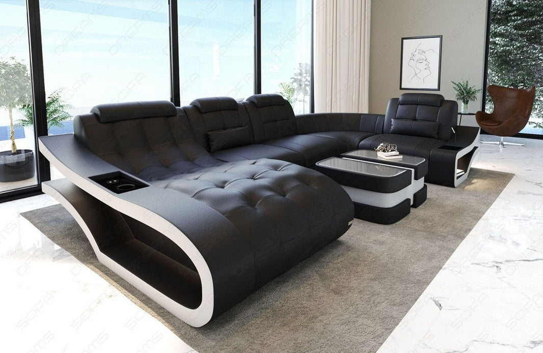 Mini Leder Wohnlandschaft Elegante U-Form
