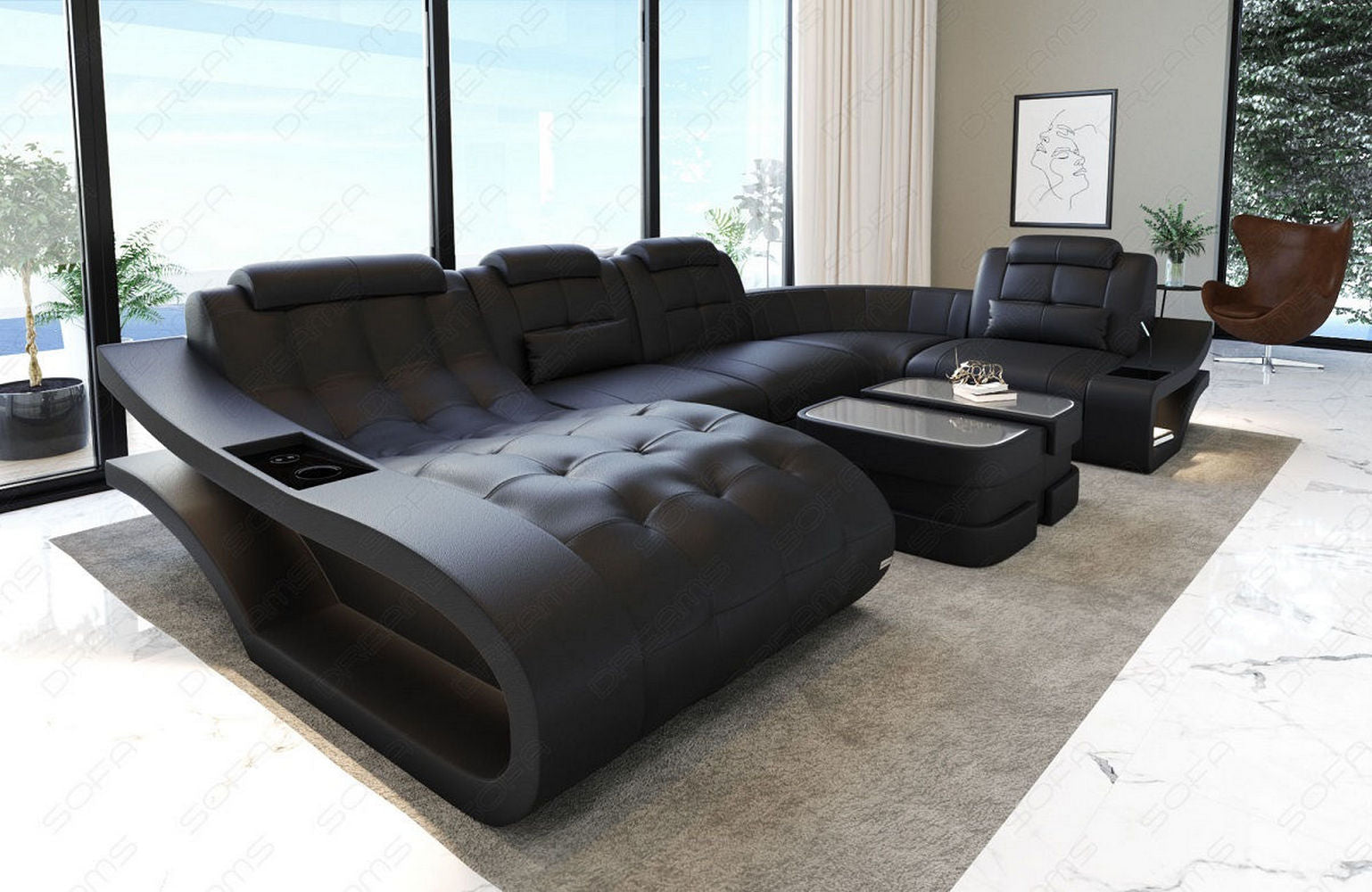 Leder Wohnlandschaft Elegante – Komfort pur