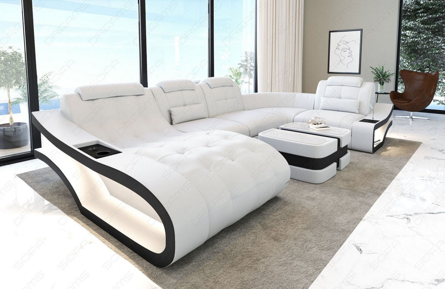 Leder Wohnlandschaft Elegante – Komfort pur