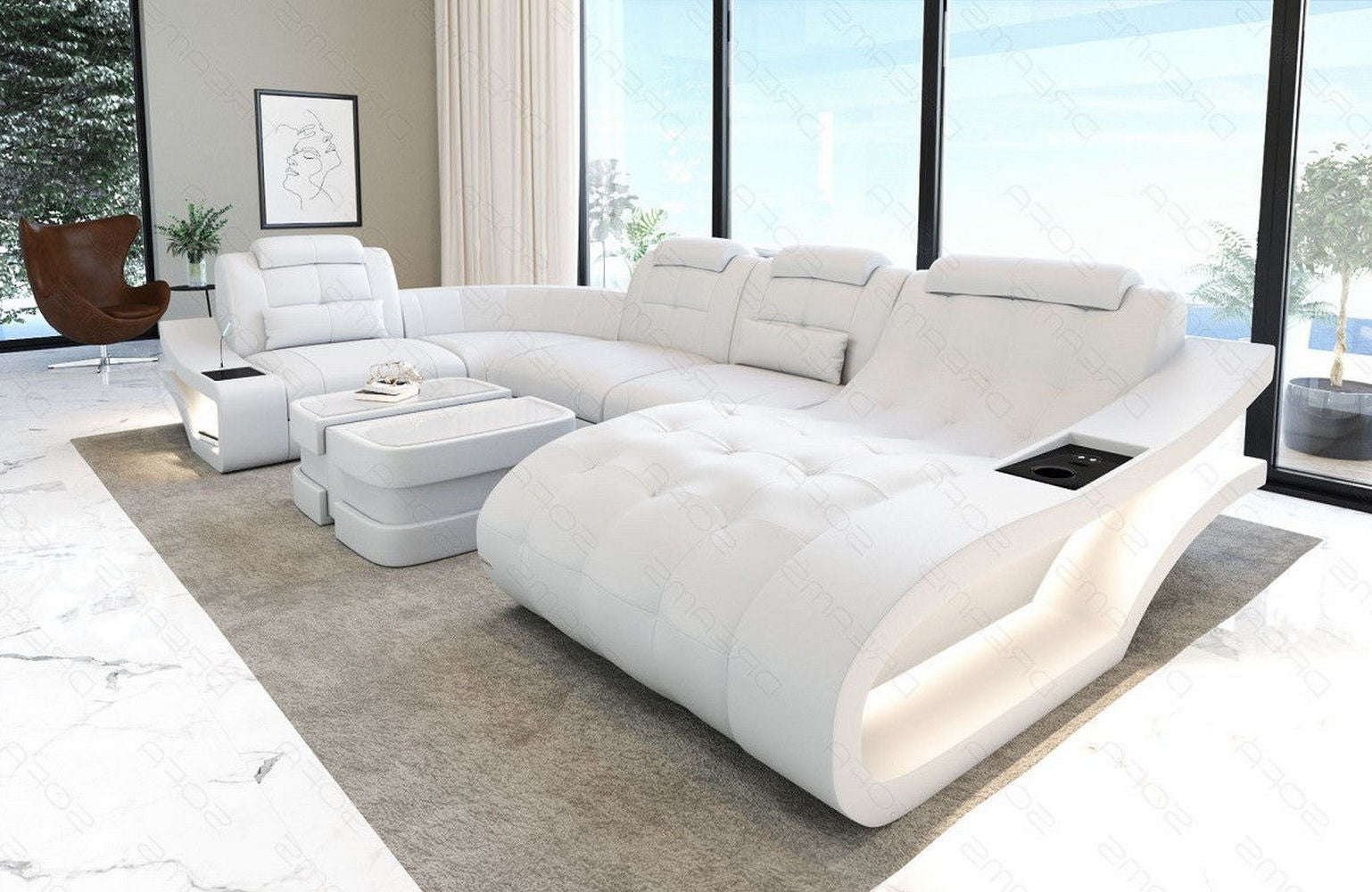 Leder Wohnlandschaft Elegante – Komfort pur