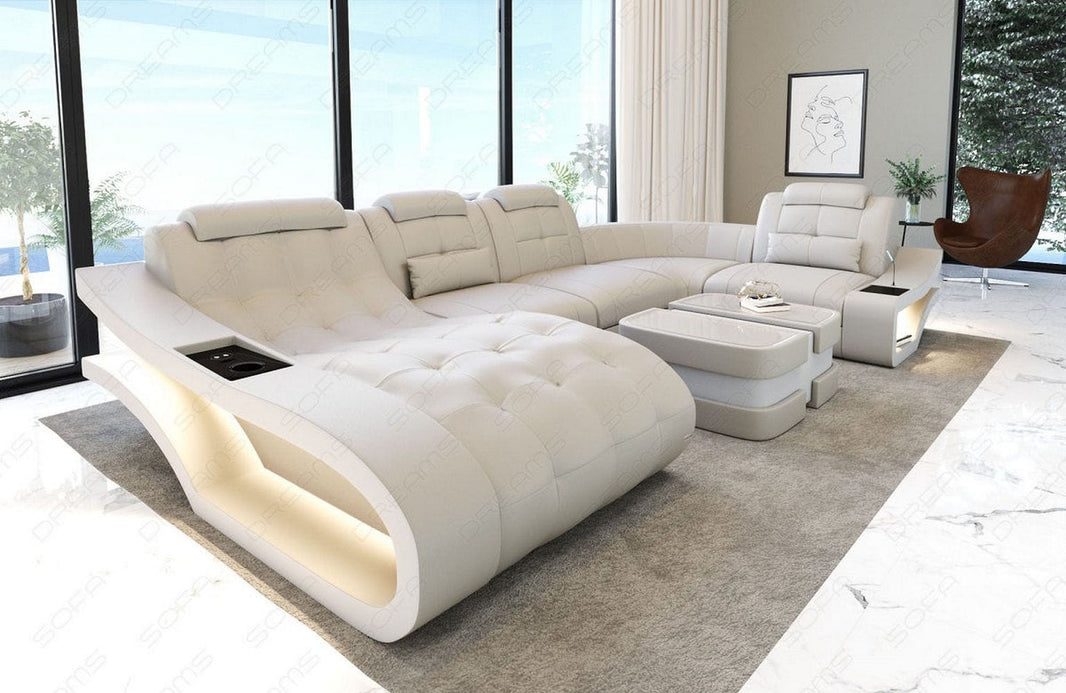 Leder Wohnlandschaft Elegante U-Form