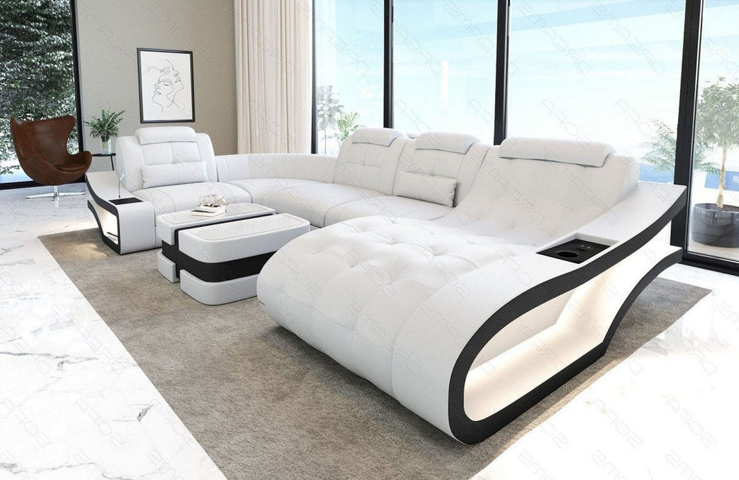 Leder Wohnlandschaft Elegante U-Form
