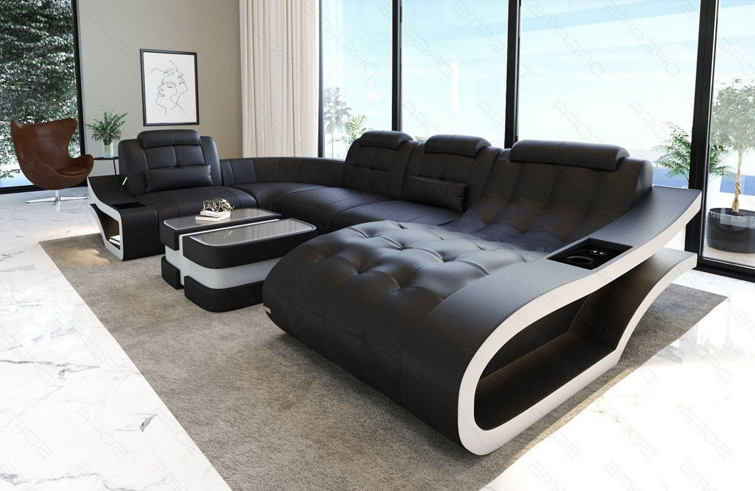 Leder Wohnlandschaft Elegante – Komfort pur