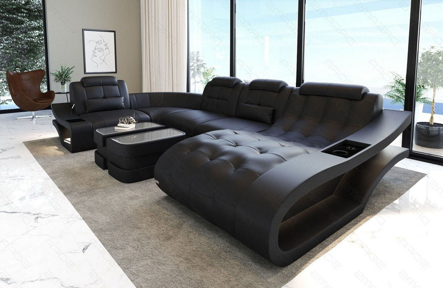 Leder Wohnlandschaft Elegante – Komfort pur