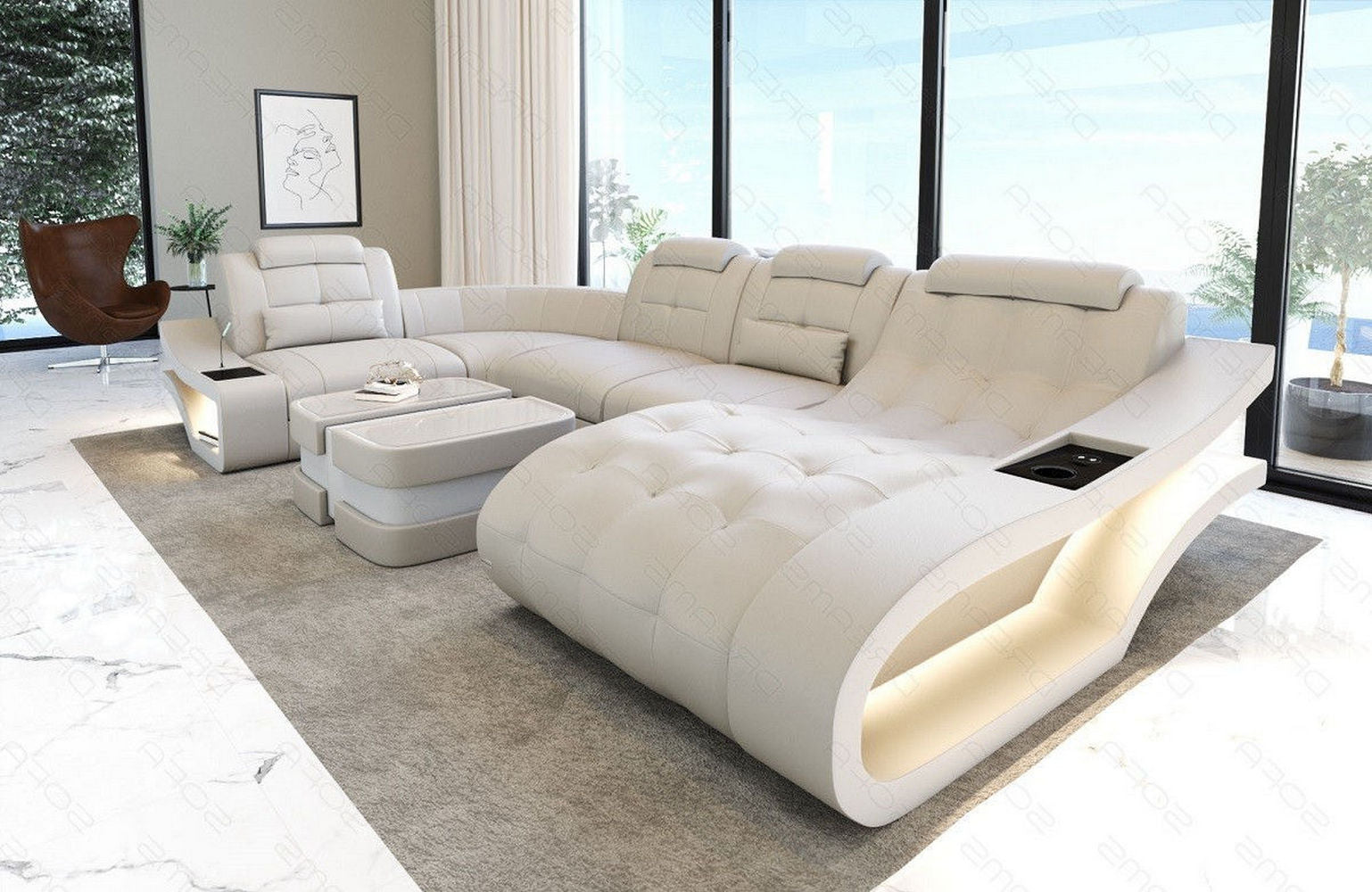 Leder Wohnlandschaft Elegante – Komfort pur