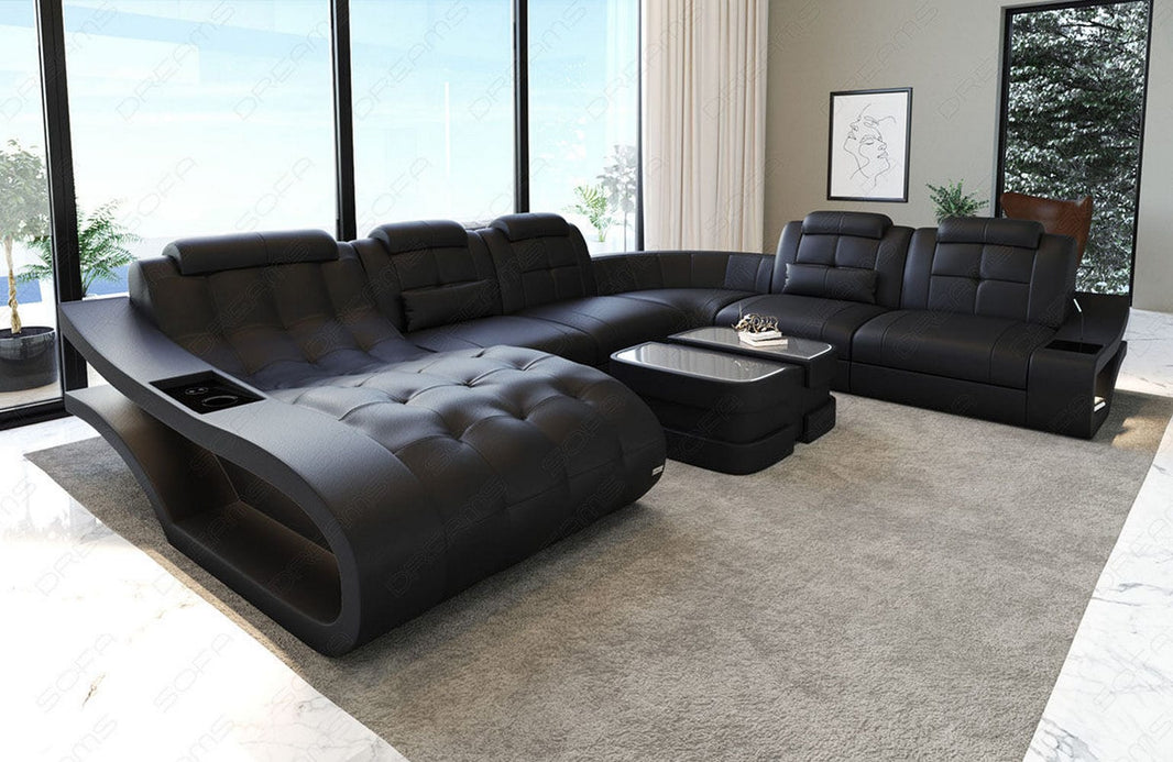 Mini Leder Wohnlandschaft Elegante XXL U-Form