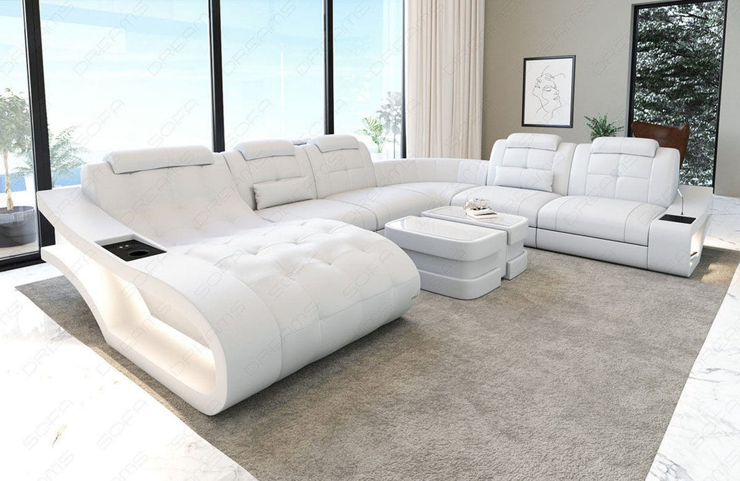 Mini Leder Wohnlandschaft Elegante XXL U-Form