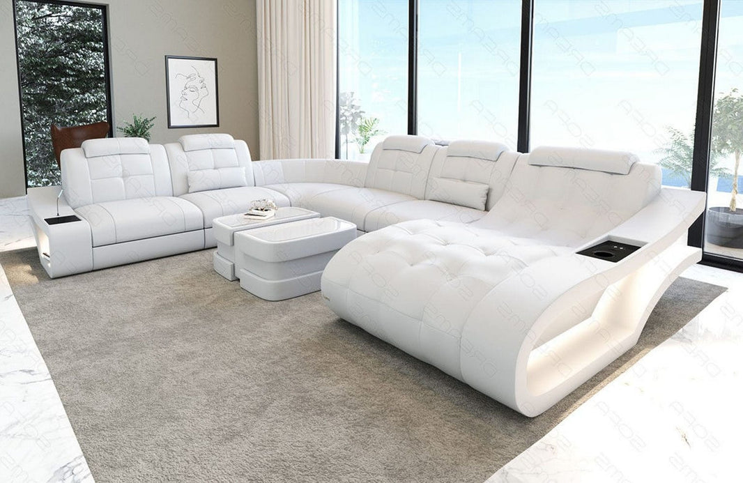 Mini Leder Wohnlandschaft Elegante XXL U-Form
