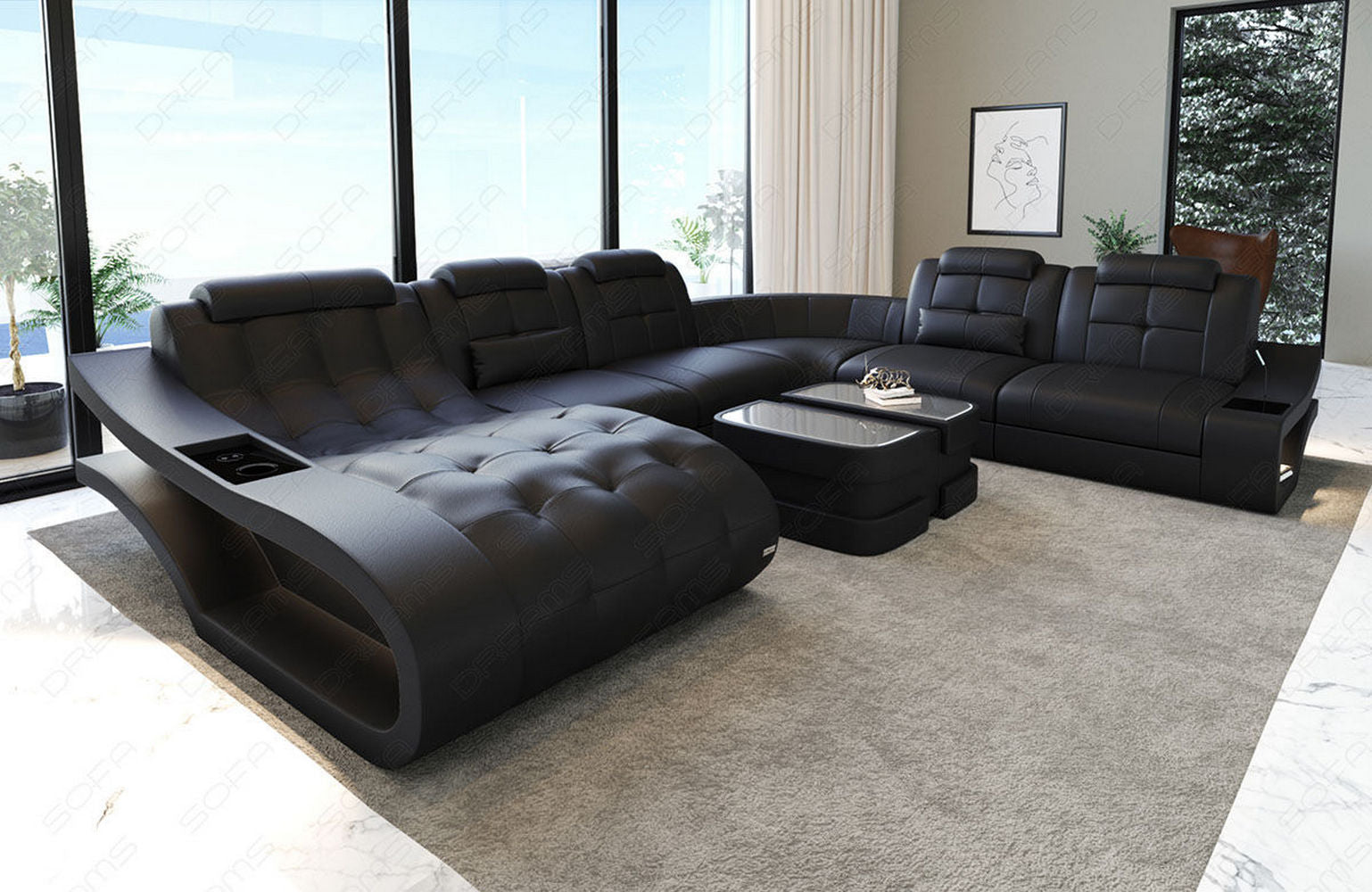 Leder Wohnlandschaft Elegante XXL – Komfort