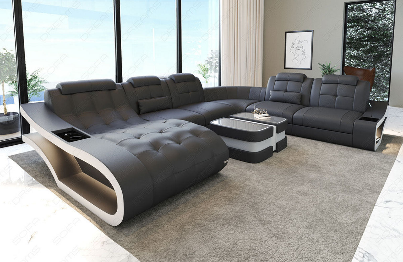 Leder Wohnlandschaft Elegante XXL – Komfort