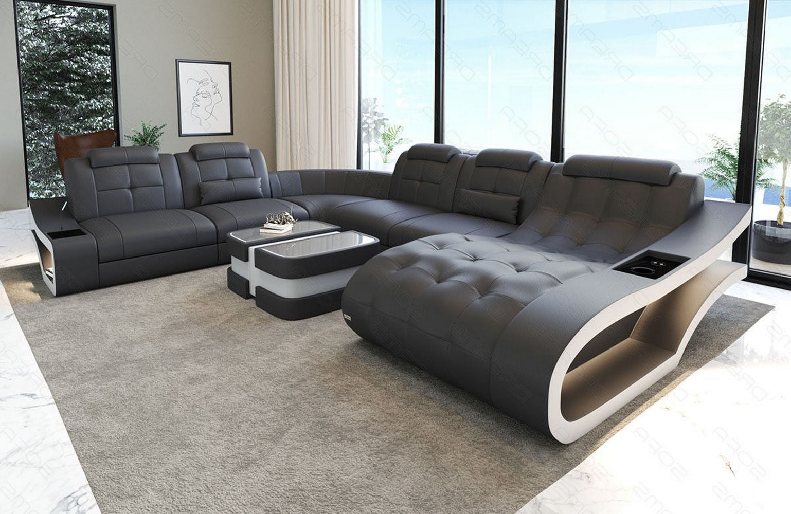 Leder Wohnlandschaft Elegante XXL – Komfort