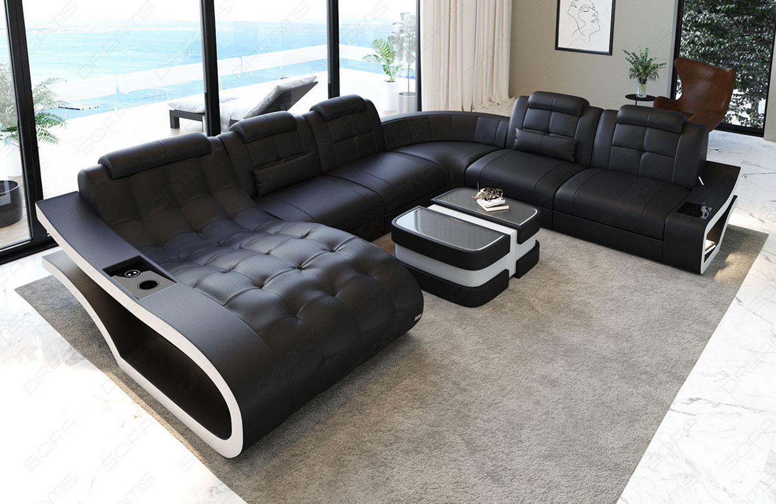 Leder Wohnlandschaft Elegante XXL – Komfort