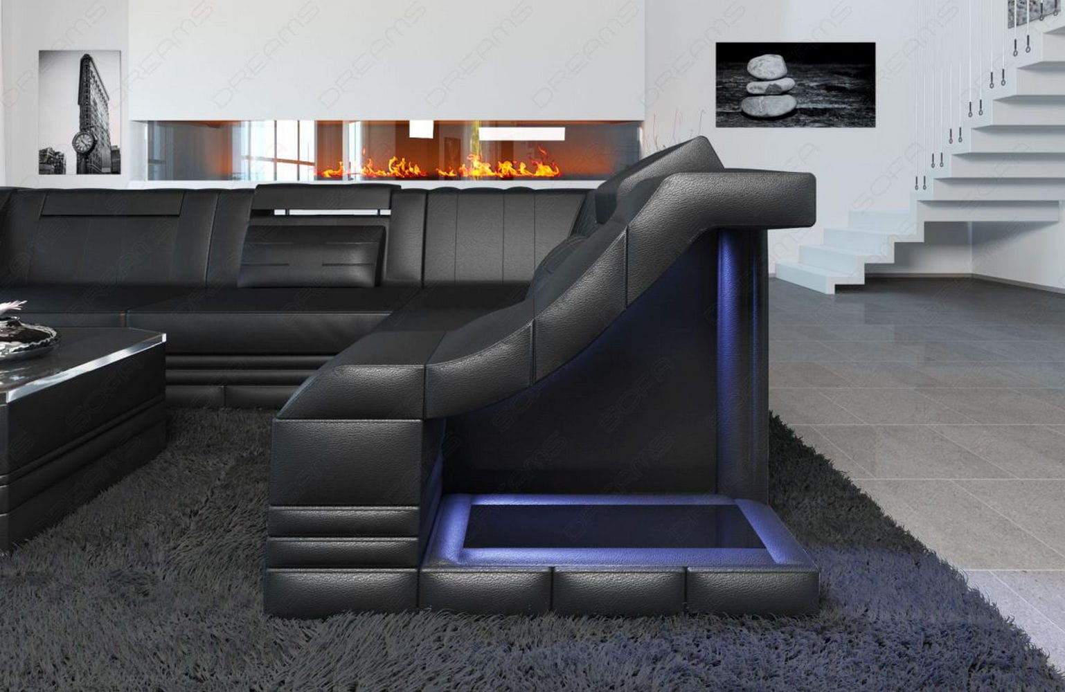 Ecksofa Bianchi – Leder & Komfort schwarz