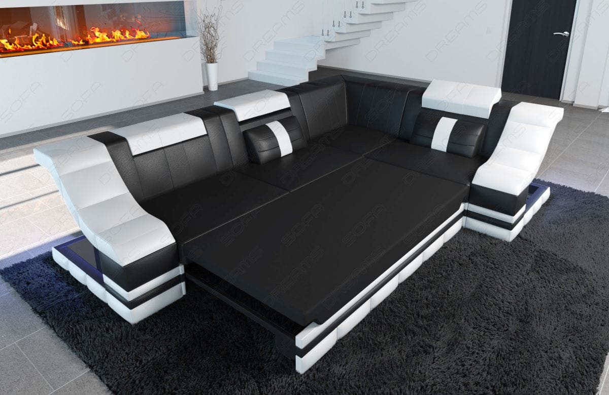 Ecksofa Bianchi – Leder & Komfort schwarz