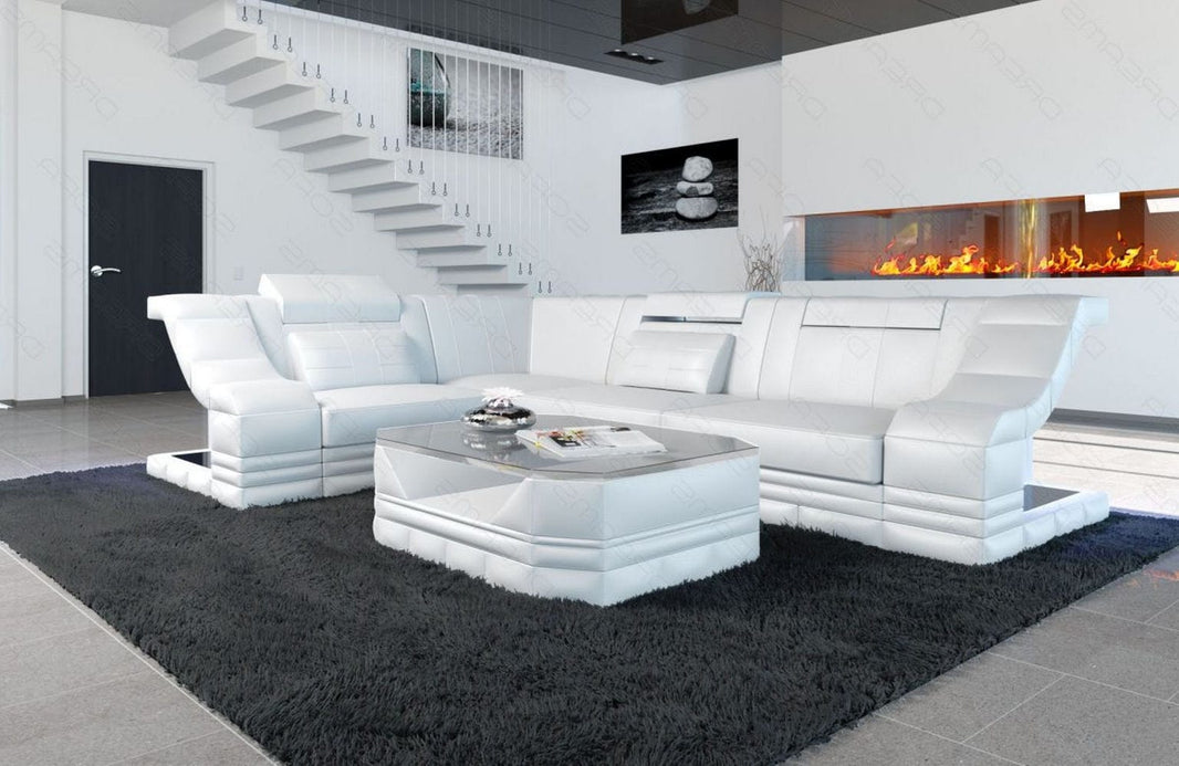 Couch Bianchi L Form in Leder