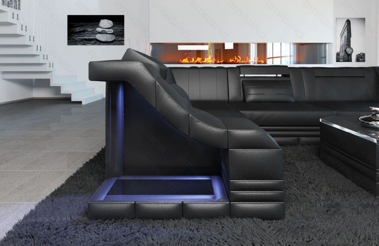 Ecksofa Bianchi – Leder & Komfort schwarz