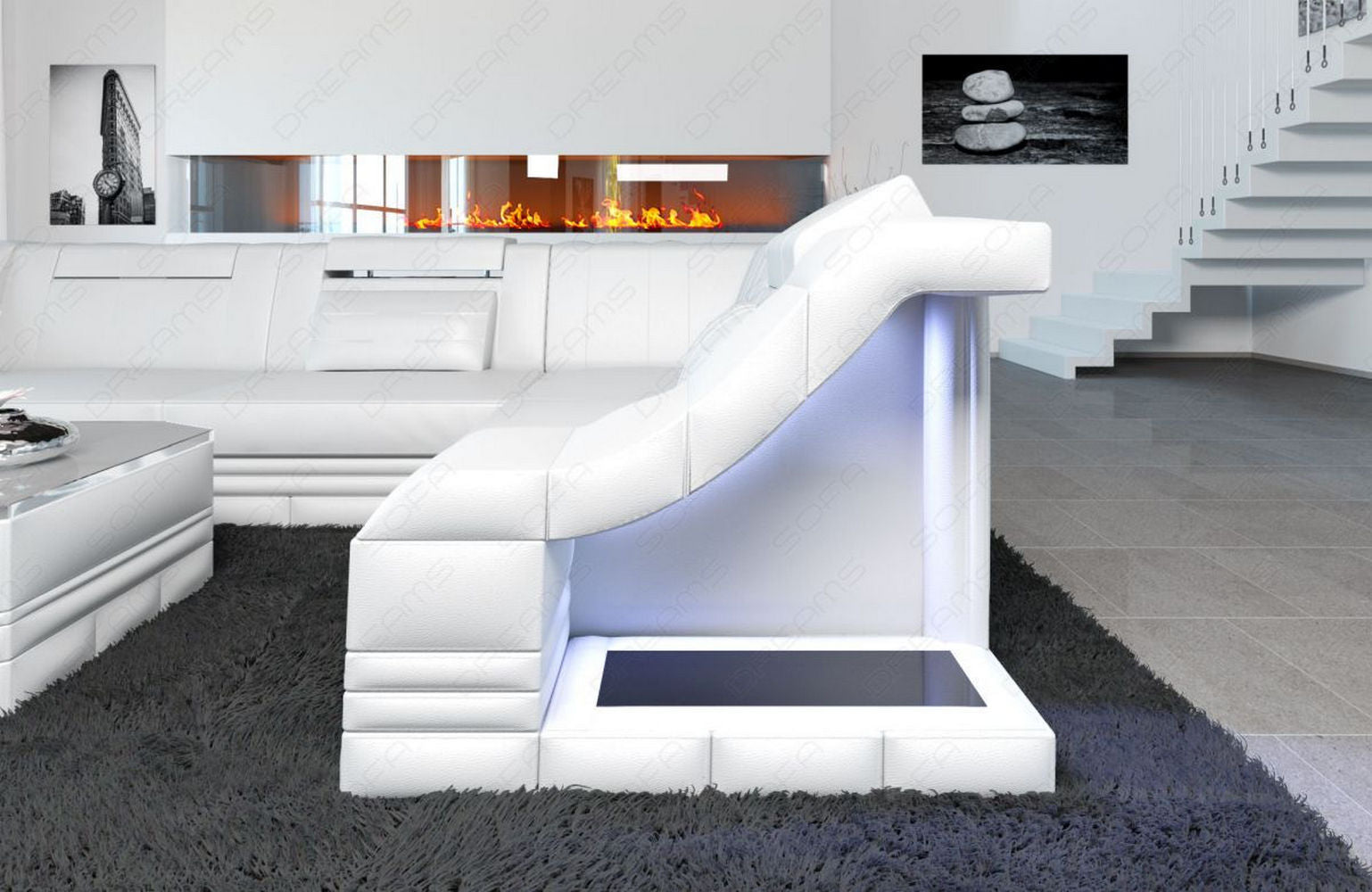 Ecksofa Bianchi – Leder & Komfort weiß
