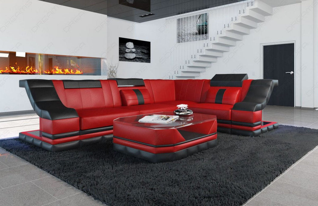 Couch Bianchi L-Form in Leder