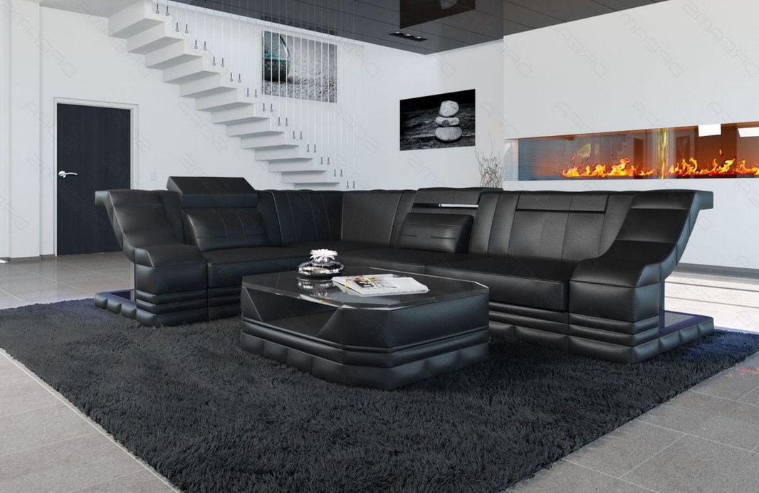 Couch Bianchi L-Form in Leder