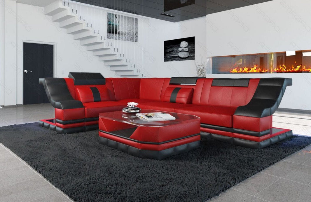 Couch Bianchi L-Form in Leder