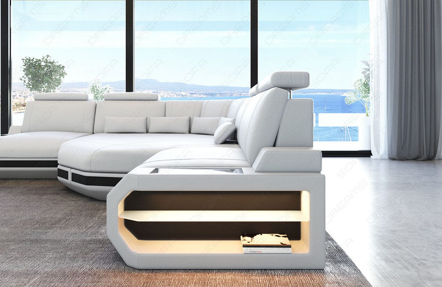 Mini Ecksofa Asti Kompakt L Form weiß-schwarz
