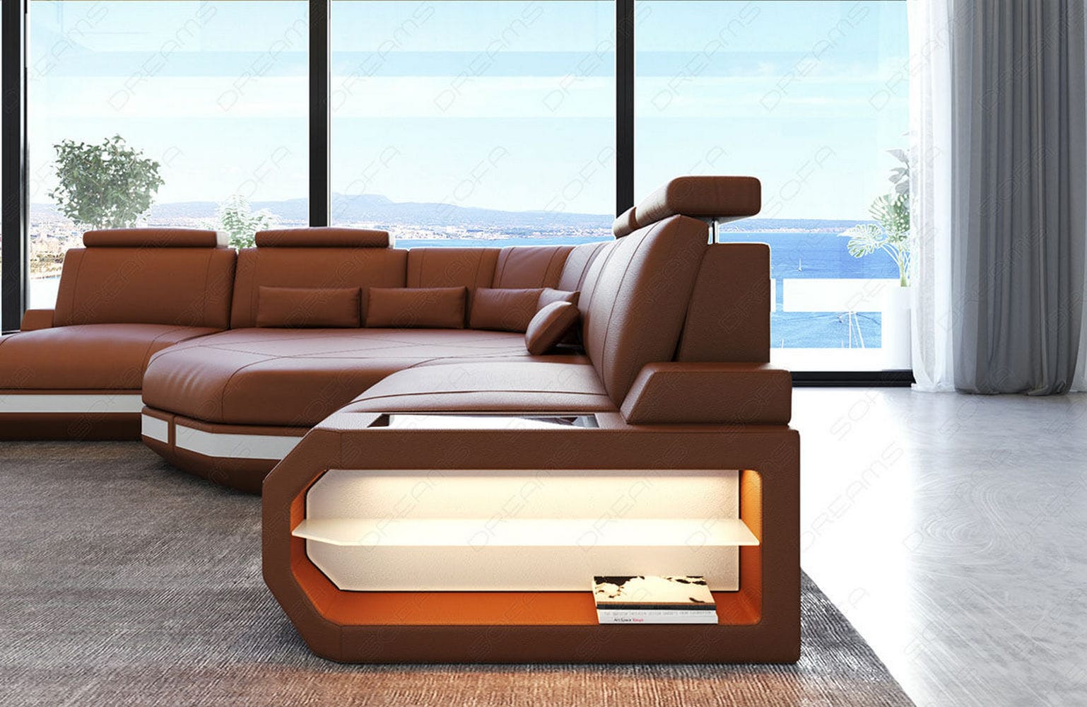 Mini Ecksofa Asti Kompakt L-Form hellbraun-weiß