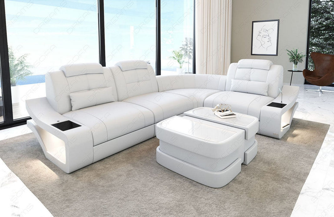 Mini Couch Elena L-Form in Leder