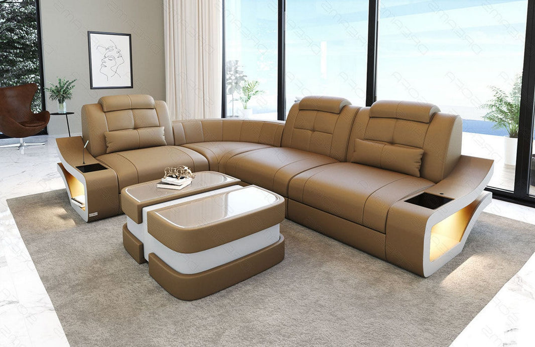 Mini Couch Elena L-Form in Leder